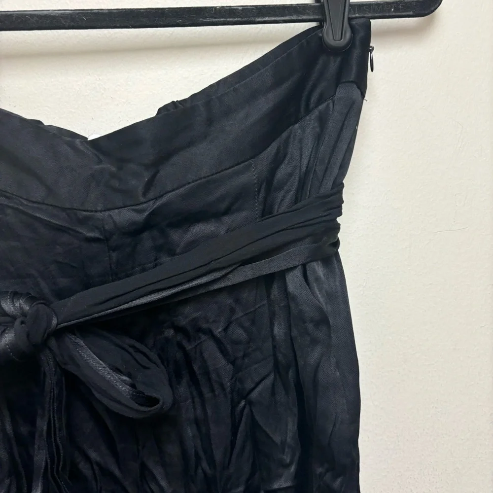 Anthropologie Ett Twa Black Satin Tie-Waist Pants